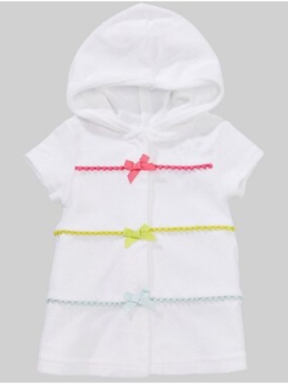 Little Me | Short-Sleeve Pom-Pom Terrycloth Hooded Swimsuit Coverup | 6-9 month